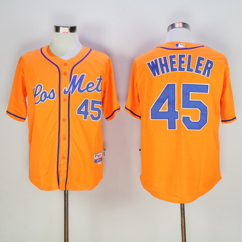 Men New York Mets #45 Wheeler Orange MLB Jerseys